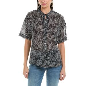 Alpha Studio Womens  Semi-Sheer Top, Black